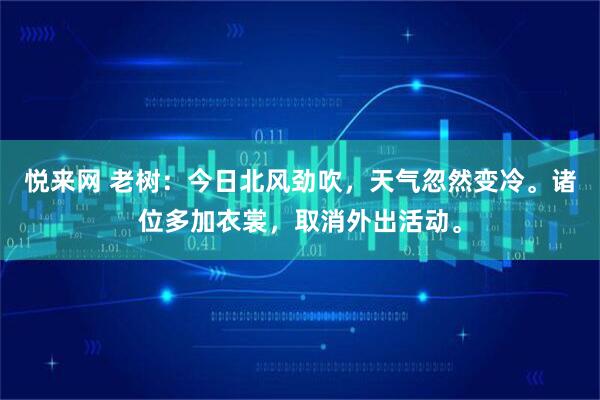 悦来网 老树：今日北风劲吹，天气忽然变冷。诸位多加衣裳，取消外出活动。